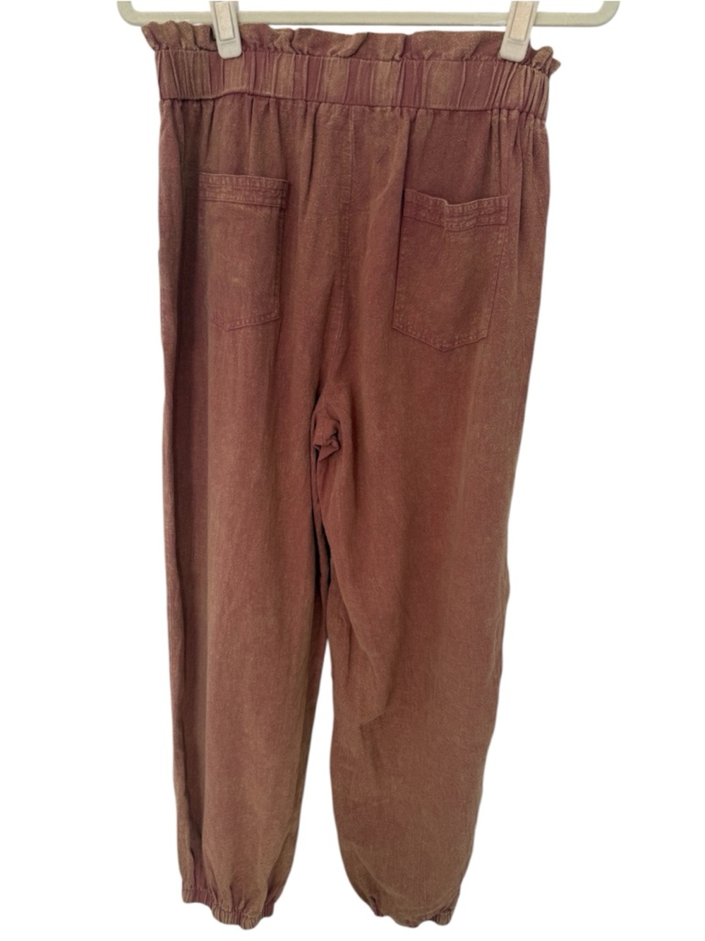 Maverick Acid Wash Jogger Pants Paperbag Waist 100% Cotton Terra Cotta Sz Large - Picture 3 of 6